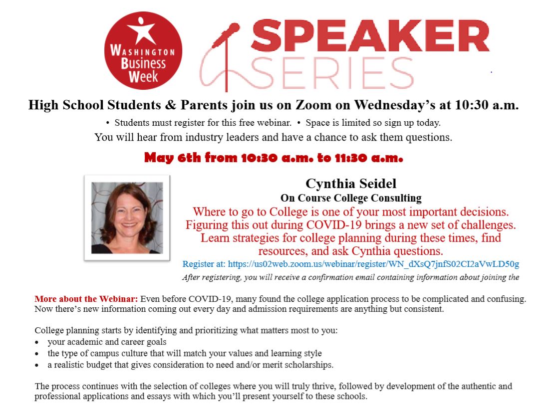 WBW Speaker Series Starts May 6, 2020